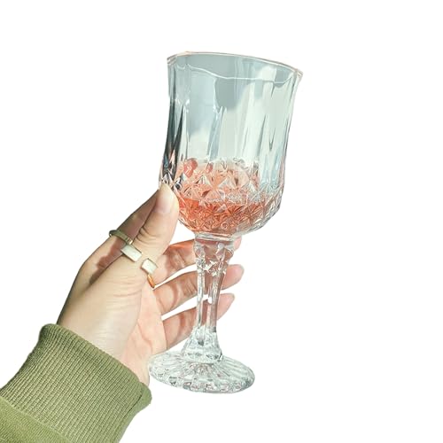 6 Stück - Europäischer Haushalt, einfaches und exquisites Hochtemperatur-Glasrelief, hohes Champagnerglas, hohes geschnitztes Glas, 280 ml von CAPIJIONG