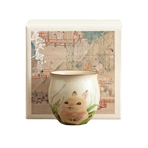 75 ml Kaninchen Ru Kiln Keramik Master chinesischer Stil Kung Fu Tee Riechtasse – Taillenbindender Eierbecher [Box Paket] von CAPIJIONG