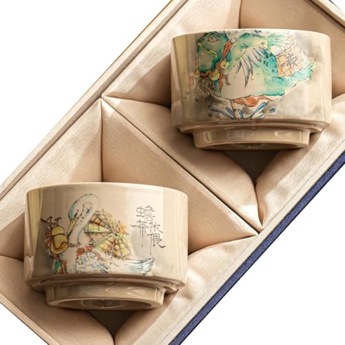 CAPIJIONG 110 ml grasgrau glasierte handgezeichnete Meistertasse aus Keramik, kreative Teetasse in Box Verpackung (für Tassen) von CAPIJIONG