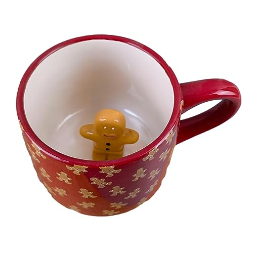 CAPIJIONG 200 ml/6,5 oz Weihnachten Keramik Tasse Kreativ Niedlich Cartoon Schneemann Weihnachtsmann Tasse für Büro Zuhause Restaurant Café Teehaus Lebkuchenmann Tasse - 201-300ml von CAPIJIONG