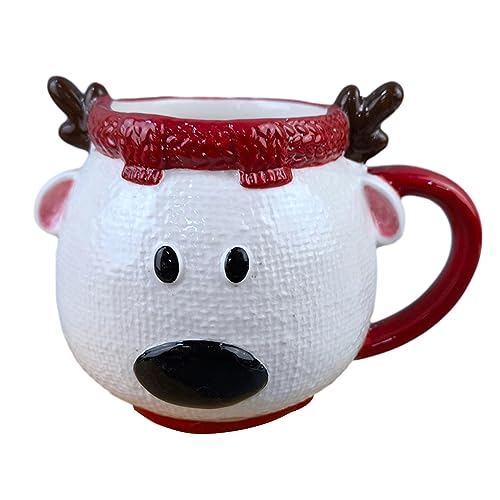 CAPIJIONG 200 ml/6,5 oz Niedliche Cartoon Schneemann Weihnachtsmann Keramik Tasse für Zuhause, Büro, Restaurant, Café, Teehaus von CAPIJIONG