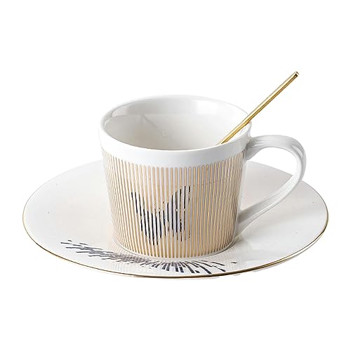 CAPIJIONG 200ml/7oz Dynamic Reflection Mirror Cup Creative Ceramic Afternoon Tea, Coffee Cup and Dish for office home restaurant cafe-Bbutterfly gold 201-300ml von CAPIJIONG