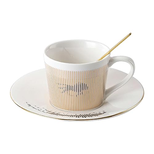 CAPIJIONG Dynamische Spiegeltasse, 200 ml/198,4 g, kreative Keramik-Tasse f?r Nachmittagstee, Kaffeetasse und Schale f?r B?ro, Zuhause, Restaurant, Caf?, L?wengold, 201-300 ml von CAPIJIONG