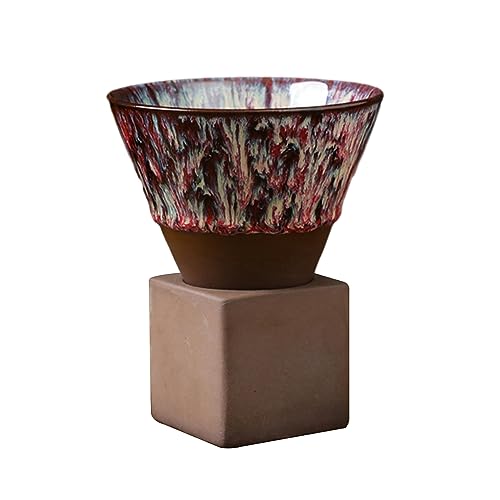 200 ml Retro-Keramik-Trichterform, Mikrowellenofen, kann für kreative Kaffeetasse mit Boden verwendet werden, mehrfarbig von CAPIJIONG