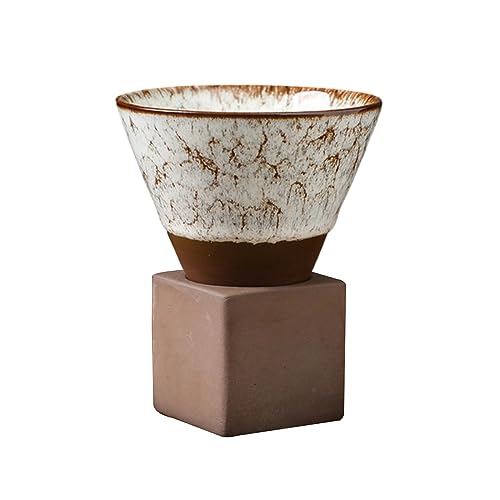 200 ml Retro-Keramik-Trichterform, Mikrowellenofen, kann für kreative Kaffeetasse mit Boden verwendet werden, Pfauenweiß von CAPIJIONG