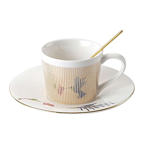 CAPIJIONG 240ML Kreative Streifen Physikalische Dynamische Reflexion Reflexion Keramik Kaffeetasse für Büro Zuhause Restaurant Café-Dynamische Kolibri Gold von CAPIJIONG