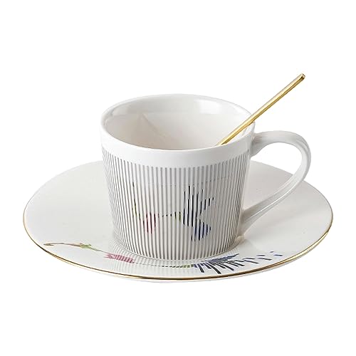 CAPIJIONG 240ML Kreative Streifen Physikalische Dynamische Reflexion Reflexion Keramik Kaffeetasse für Büro Zuhause Restaurant Café-Dynamische Kolibri Silber von CAPIJIONG