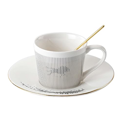 CAPIJIONG 240ML Kreative Streifen Physikalische Dynamische Reflexion Reflexion Keramik Kaffeetasse für Büro Zuhause Restaurant Café-Lion Silber von CAPIJIONG