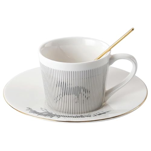 Keramik-Kaffeetasse mit kreativen Streifen, physikalische, dynamische Reflexion, 240 ml, für Büro, Zuhause, Restaurant, Café, Pferd, Silber von CAPIJIONG