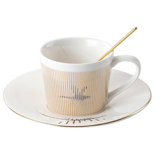 CAPIJIONG Keramik-Kaffeetasse mit kreativen Streifen, physikalische, dynamische Reflexion, für Büro, Zuhause, Restaurant, Café, Wildgans, Gold, 240 ml von CAPIJIONG