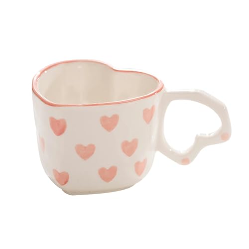 Creative Under Glaze Keramiktasse und Teller, süßes Mädchen, handbemalt, rosa Liebe, Kaffeetasse und Teller, 250 ml, Liebes-Kaffeetassenpulver von CAPIJIONG