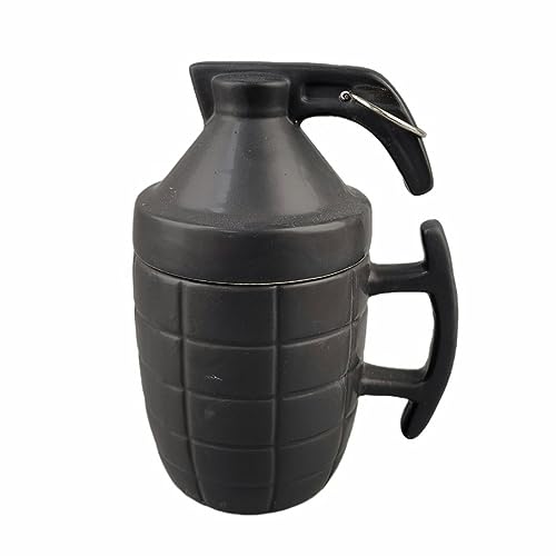 300 ml, modische und kreative Granatenförmige Tasse, 3D-Bombe, Keramikgranate, Kaffeetasse für Büro, Zuhause, Restaurant, Café, Teehaus, schwarze Granatentasse, 301–400 ml von CAPIJIONG