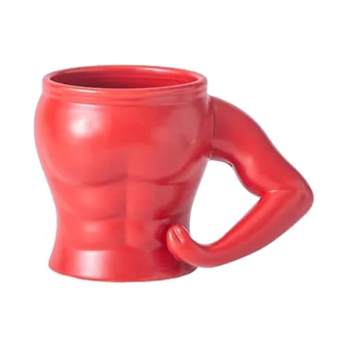CAPIJIONG 300ml/10oz Kreative 3D Bauchmuskel Farbe Keramik Becher Muskel Männliche Form Kleine Topf Porzellan Cup-Weinrot von CAPIJIONG