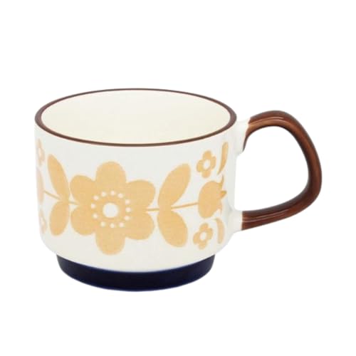 CAPIJIONG 300ml/10oz Retro Keramik Unterglasur Farbe Becher, Haushalts-Frühstücks Milch Hafer Kaffee Tasse - Orangenblüte CAPIJIONG 300ml/10oz Retro Keramik Unterglasur Farbe Becher, Haushalts-Frühstücks Milch Hafer Kaffee Tasse - Orangenblüte von CAPIJIONG