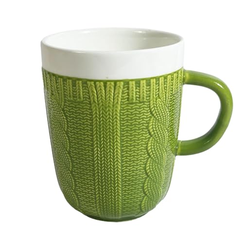 CAPIJIONG 320ml/10oz Woolen Thread Ceramic Mug Microwave Can Be Used For Small Fresh Woolen Thread High Temperature Resistant Coffee Cups-green von CAPIJIONG