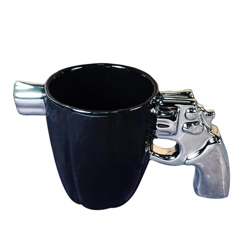 CAPIJIONG 330ml/11oz Kreative Revolver Keramik Becher Haushalt Kaffee Und Milch Tasse-schwarz von CAPIJIONG