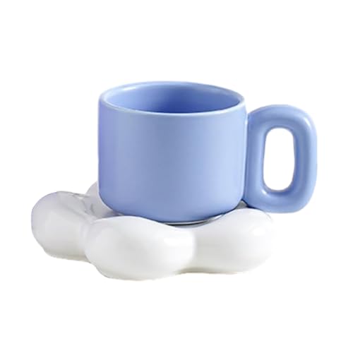 Keramiktasse, 350 ml, Wolke, für Zuhause, Büro, Frühstück, Kaffeetasse, Teller, Himmelblau von CAPIJIONG
