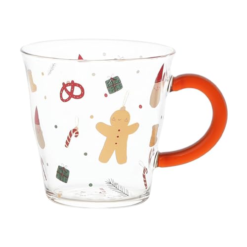 CAPIJIONG 400ml/13oz Große Kapazität Glas Griff Wasser Tasse Kreative Herbst Nette Weihnachten Becher-Weihnachten Glas von CAPIJIONG
