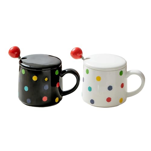 CAPIJIONG 400ml/13oz Kreative Bunte Punkt Unregelmäßige Keramik Tasse Mikrowelle Erhältlich Einfache Keramik Kaffee Frühstück Tasse Set von 2 von CAPIJIONG