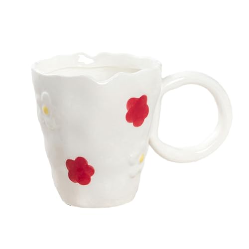 CAPIJIONG 430ml Mädchen Herz Blume Keramik Becher Frühstück Unregelmäßige Trinken Cup-weiß CAPIJIONG 430ml Mädchen Herz Blume Keramik Becher Frühstück Unregelmäßige Trinken Cup-weiß von CAPIJIONG
