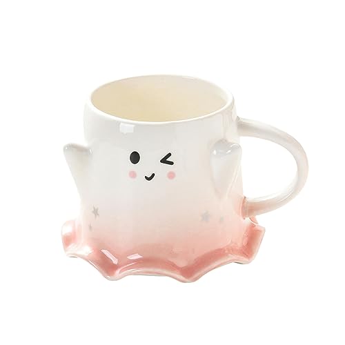 CAPIJIONG 450 ml seltsame Keramik-Genie-Tasse. Die Mikrowelle kann verwendet werden, um Wasserbecher in einer Geschenkbox für Büro und Zuhause zu verpacken, rosa (blinkend)-450 von CAPIJIONG
