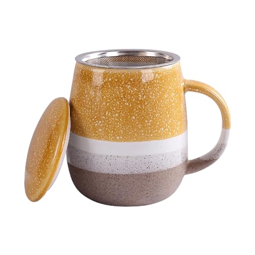 450 ml große Kapazität, kreative Teetrennung, Keramiktasse mit Deckel, für Zuhause, Büro, Kaffee- und Milchbecher, gelbe Tasse + Filtersieb + Deckel 450 ml große Kapazität, kreative Teetrennung, Keramiktasse mit Deckel, für Zuhause, Büro, Kaffee- und Milchbecher, gelbe Tasse + Filtersieb + Deckel von CAPIJIONG