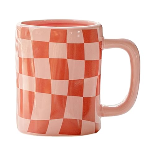 CAPIJIONG 500 ml Schachbrett-Tasse für Paare, Keramik, Milch, Kaffee, Paar, Rosa von CAPIJIONG