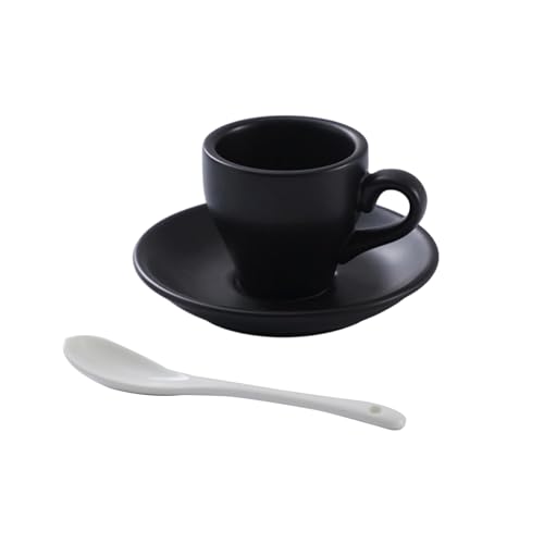 CAPIJIONG Europäische mattierte Keramik-Kaffeetasse und -teller, Set für Paare, amerikanischer Latte, Latte und Tasse, gefrostet, innen und außen, schwarz, 80 ml CAPIJIONG Europäische mattierte Keramik-Kaffeetasse und -teller, Set für Paare, amerikanischer Latte, Latte und Tasse, gefrostet, innen und außen, schwarz, 80 ml von CAPIJIONG