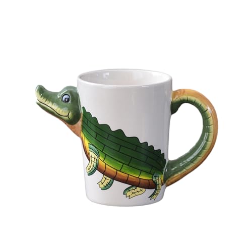 CAPIJIONG Handgezeichnete 3D-Tiertasse, 400 ml, bemalte Tier-Tasse, Krokodil von CAPIJIONG