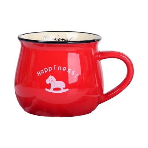 Japanische kreative Keramiktasse mit großem Bauch, Mikrowellenherd, Frühstück, Milch, Kaffeetasse, rot, 250 ml von CAPIJIONG