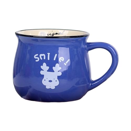 Japanische kreative Keramiktasse mit großem Bauch, Mikrowellenherd, Frühstück, Milch, Kaffeetasse, blau, 250 ml von CAPIJIONG