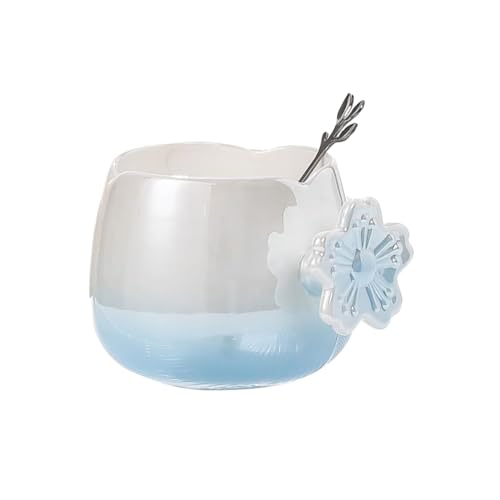 Keramiktasse mit Kirschblütenmotiv, 300 ml, Perlen-Blume, für Paare, Zuhause, Frühstück, Milch, Kaffeetasse, Perlmutt, Hellblau von CAPIJIONG