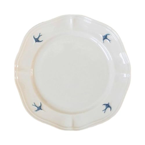 CAPIJIONG Kreative Japanische Karikatur Vintage Schwalbe Geprägte Platte Mikrowelle Kann Für Haushalt Dim Sum Keramik Frühstück Dessert Platte Große Größe - Scheibe von CAPIJIONG