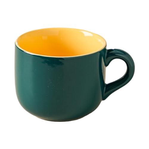 CAPIJIONG Kreative Keramiktasse mit großem Fassungsvermögen, 600 ml, Mikrowellenherd, erhältlich für Paare, Zuhause, Frühstückstasse, Milchkaffeetasse, Dunkelgrün von CAPIJIONG