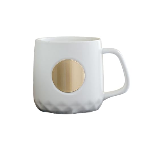 Chinese Home Simple Creative Tasse, 400 ml, Weiß + Bronze von CAPIJIONG
