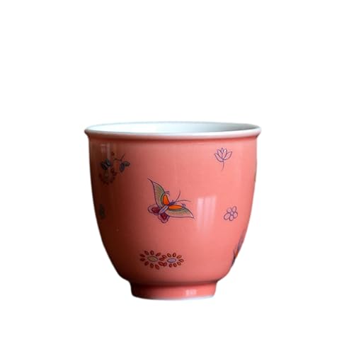 Chinesische Antik Retro Schmetterling Liebe Blume Master Cup Haushalt Kung Fu Tee Set - Yuexin Tasse - Pfirsichrot von CAPIJIONG