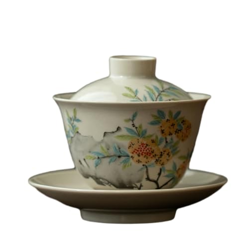 Chinesische Retro-Holzschüssel mit Deckel, grau glasiert, Kung-Fu-Teeset – Qiushi von CAPIJIONG