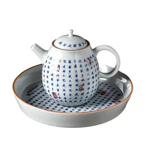 Chinesisches Retro Holz Esche Kung Fu Tee-Set, handgefertigtes blau-weißes Porzellan Teebereiter - Topf + Topflappen von CAPIJIONG