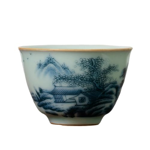 Chinesisches blau-weißes Ru Porzellan Einzeltasse Keramik Kung Fu Tee-Set - Landschaft Antik Blau und Weiß von CAPIJIONG