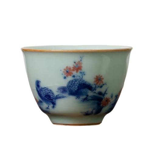 Chinesisches blau-weißes Ru Porzellan Einzeltasse Keramik Kung Fu Tee-Set – leben und arbeiten in Ruhe und Zufriedenheit von CAPIJIONG