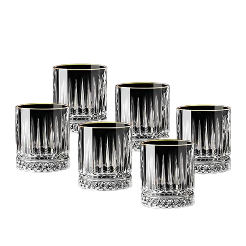 Einfaches, exquisites und praktisches dickes verstärktes Glas im chinesischen Stil, zwei Weißweingläser [goldfarbene Esche bemalt, 6 Stück] von CAPIJIONG