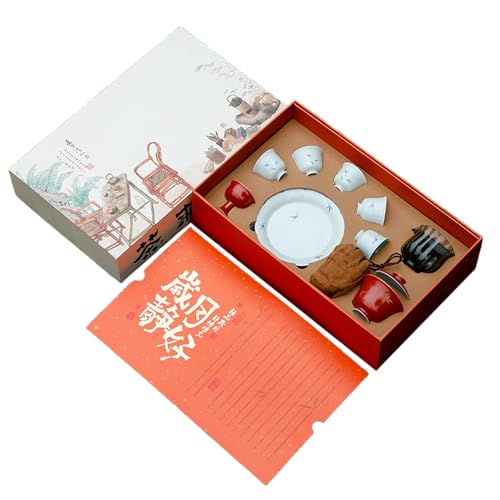Handbemalte, einfache blaue Windspiel-Abdeckung Schüssel Set Box - Wen Zhu Xin von CAPIJIONG