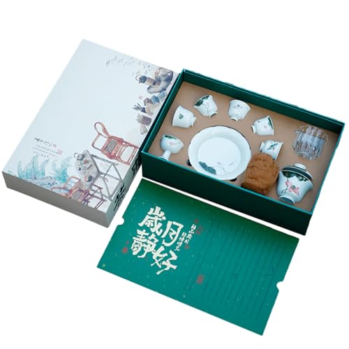 Handbemalte minimalistische blaue Windspielabdeckung Schüssel Set Box - Miao Se Huan von CAPIJIONG