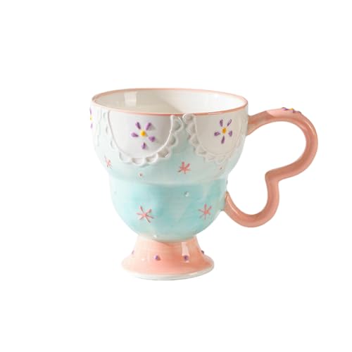 Handbemalter Reliefkelch, Haushalts-Keramikgeschirr - Kelch - Spitze rosa (Box) von CAPIJIONG