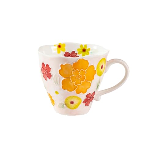 Handgefertigter Becher aus Stroh mit Unterglasur im ländlichen Stil, orangefarbener Chrysanthemenblattbecher von CAPIJIONG
