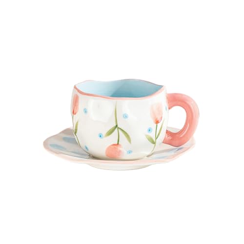 Handgehaltene kreative Wolken-Keramiktasse, unregelmäßiges handbemaltes süßes Geschirr - rosa s - von CAPIJIONG