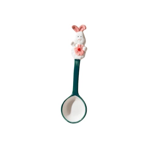 Home Cute Minimalist Creative Ceramic Spoon - Cute Rabbit Long Spoon = Dark Green von CAPIJIONG