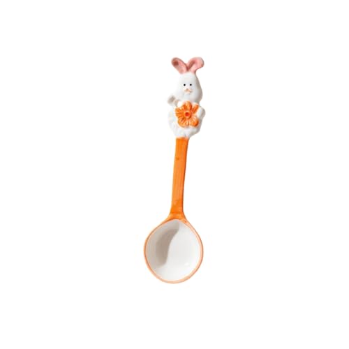 Home Cute Minimalist Creative Ceramic Spoon - Cute Rabbit Long Spoon - Orange von CAPIJIONG