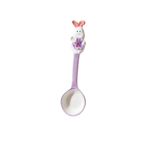 Home Cute Minimalist Creative Ceramic Spoon - Cute Rabbit Long Spoon - Purple von CAPIJIONG