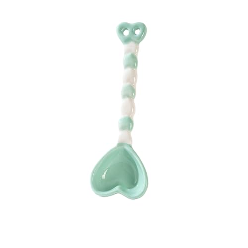 Home Cute Minimalist Creative Ceramic Spoon - Heart Handle Spoon - Light Green Home Cute Minimalist Creative Ceramic Spoon - Heart Handle Spoon - Light Green von CAPIJIONG